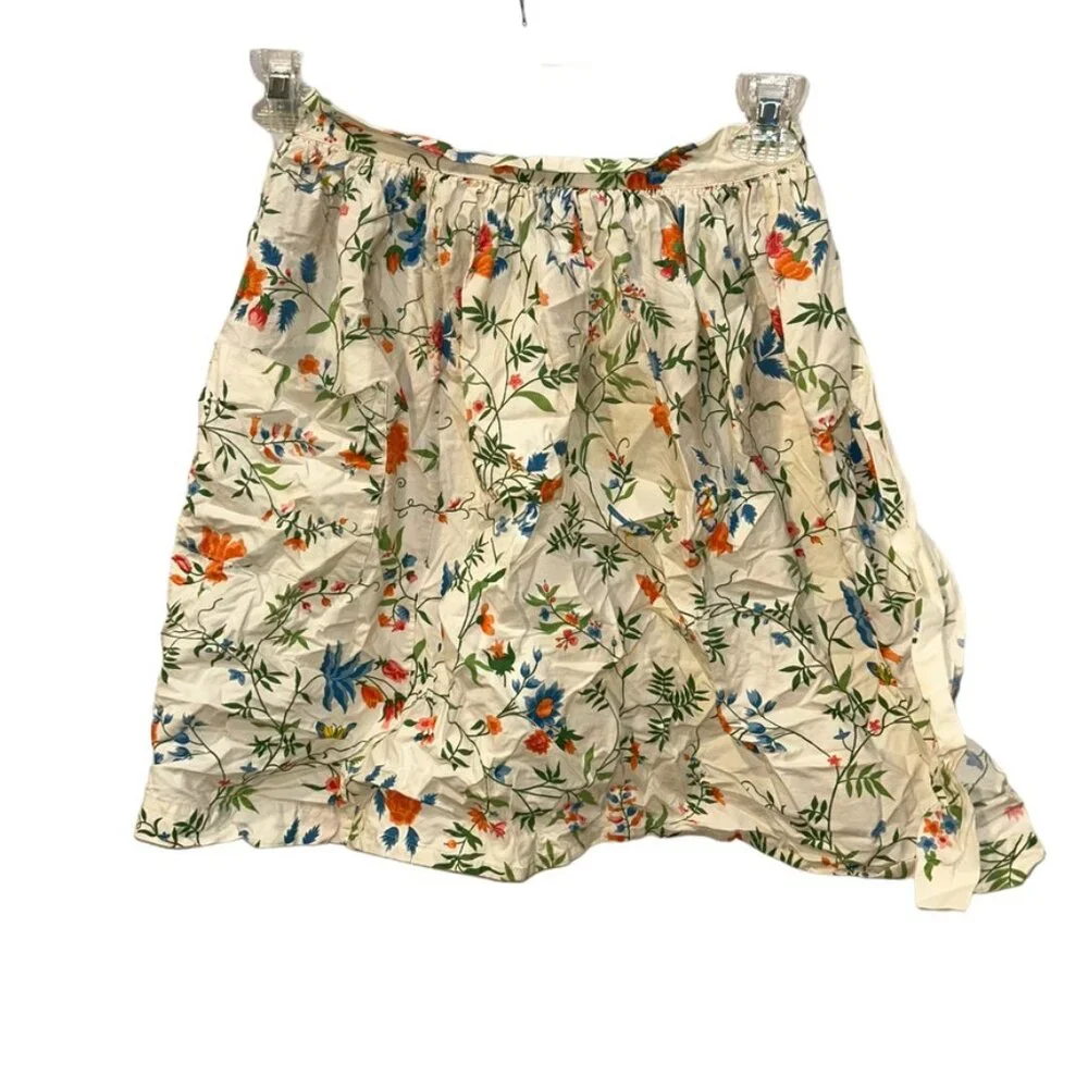 Vintage white cotton wildflowers print apron EUC SPRING
